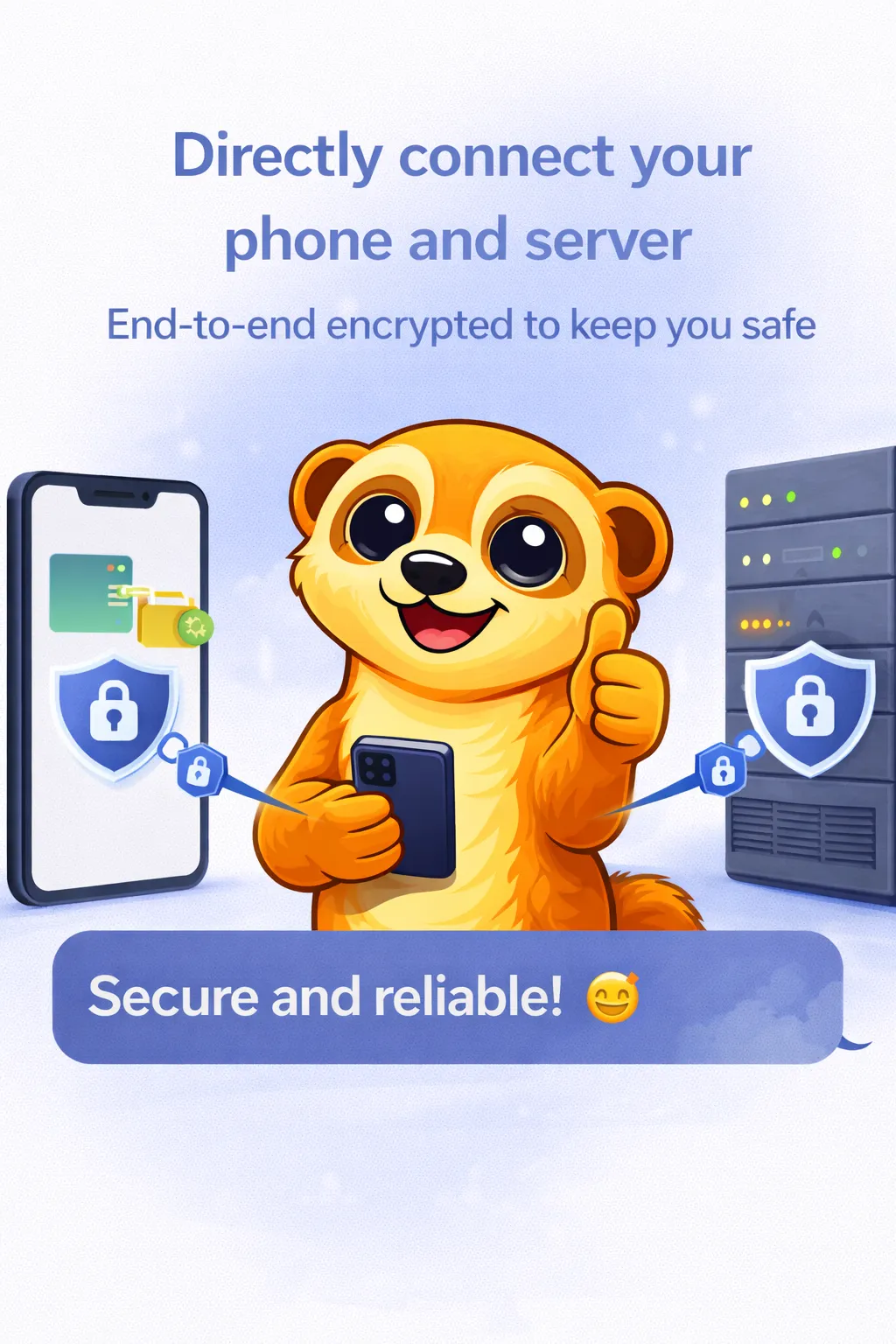 TermBuddy-Maskottchen bewacht einen SSH-Schlüssel