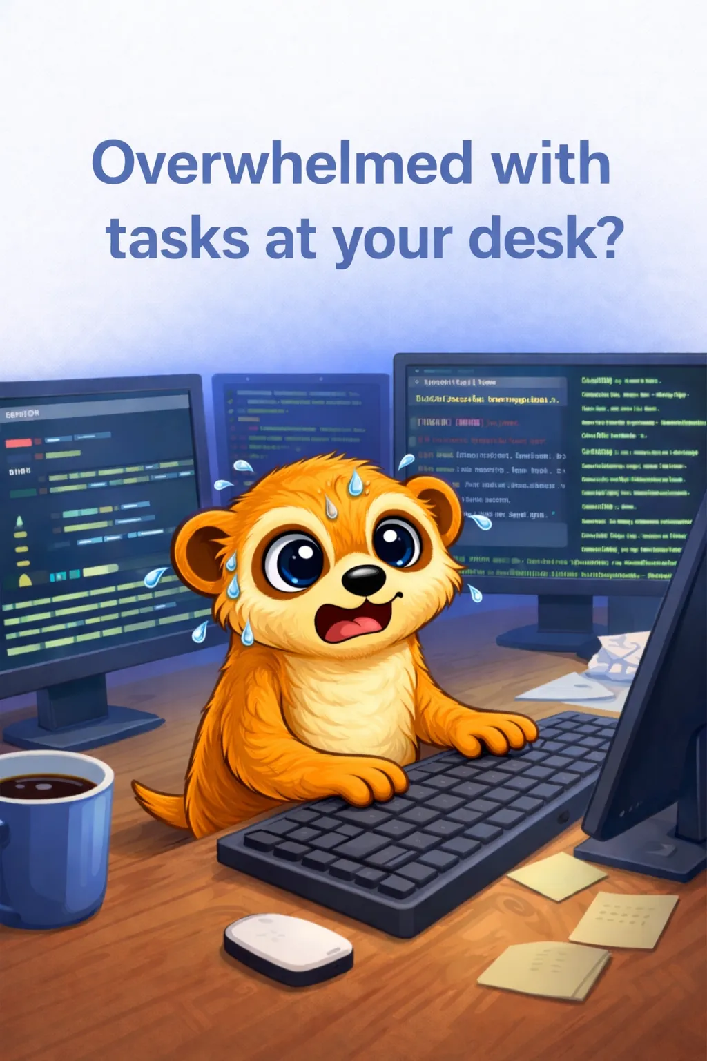 TermBuddy-Maskottchen verfolgt laufende Server-Aufgaben