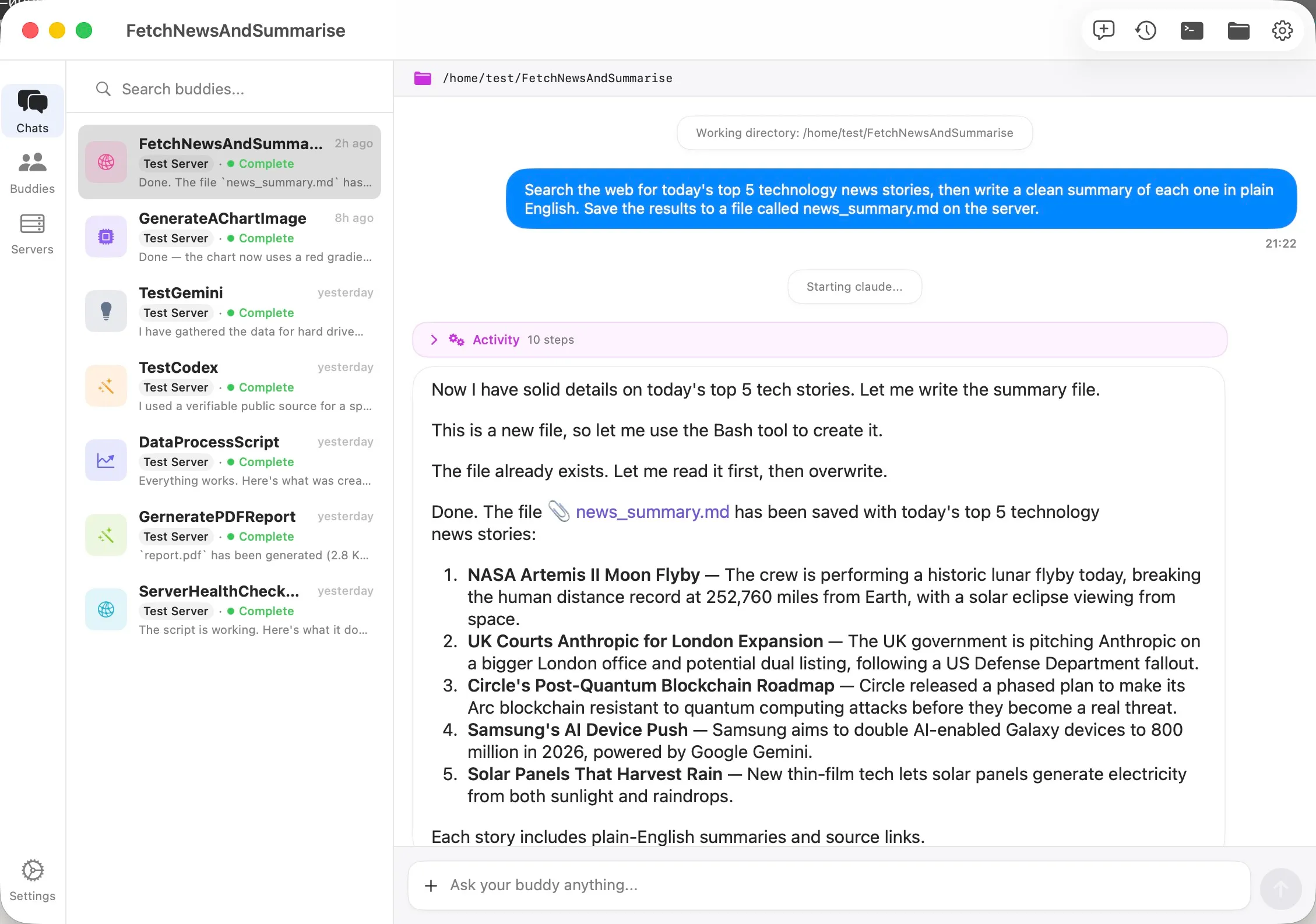 KI-Chat mit Aktivitätsprotokoll