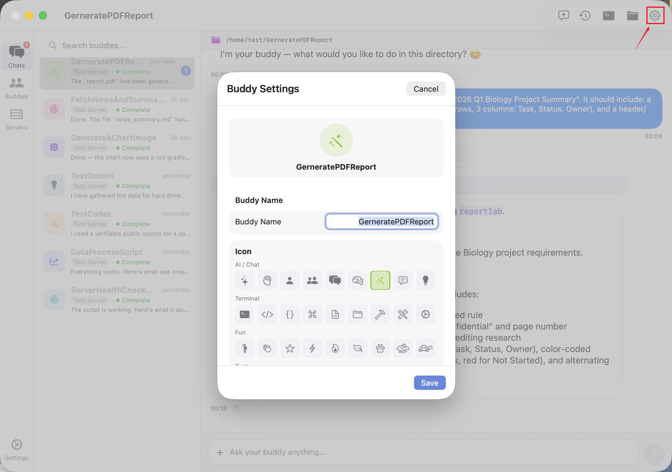 Buddy Settings