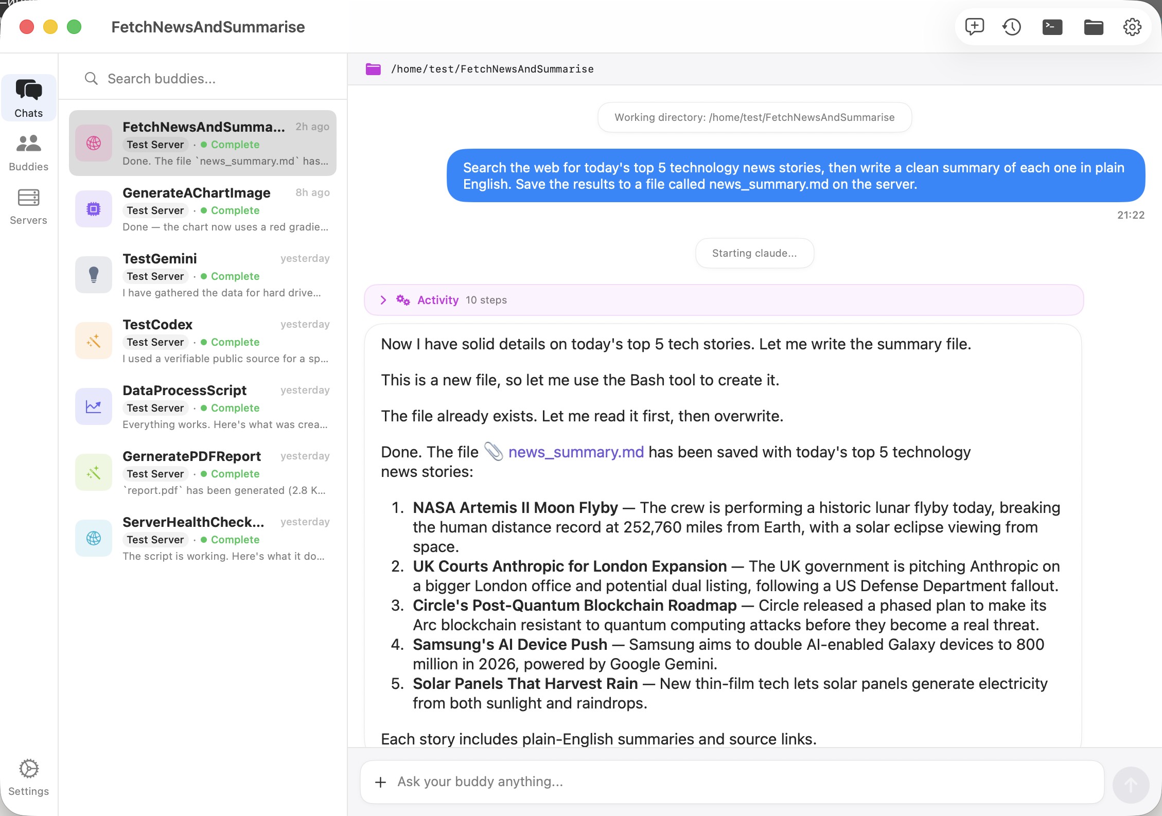 AI Chat with Activity Log